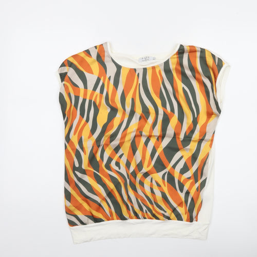 Deck by Decollage Women's Orange Print Short Sleeve Tunic Top S