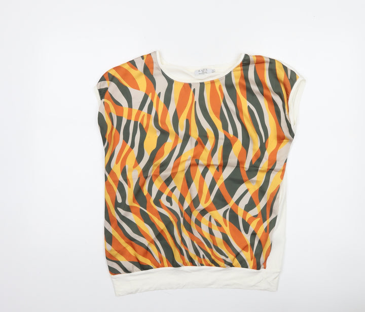 Deck by Decollage Women's Orange Print Short Sleeve Tunic Top S