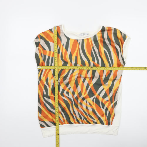 Deck by Decollage Women's Orange Print Short Sleeve Tunic Top S