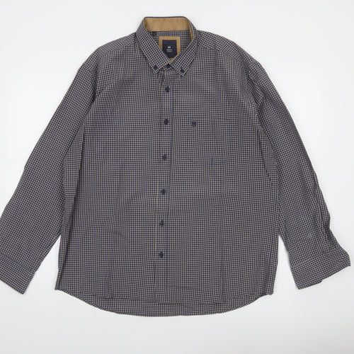 Marco Company Men's Blue Check Long Sleeve Button-Up Shirt XL
