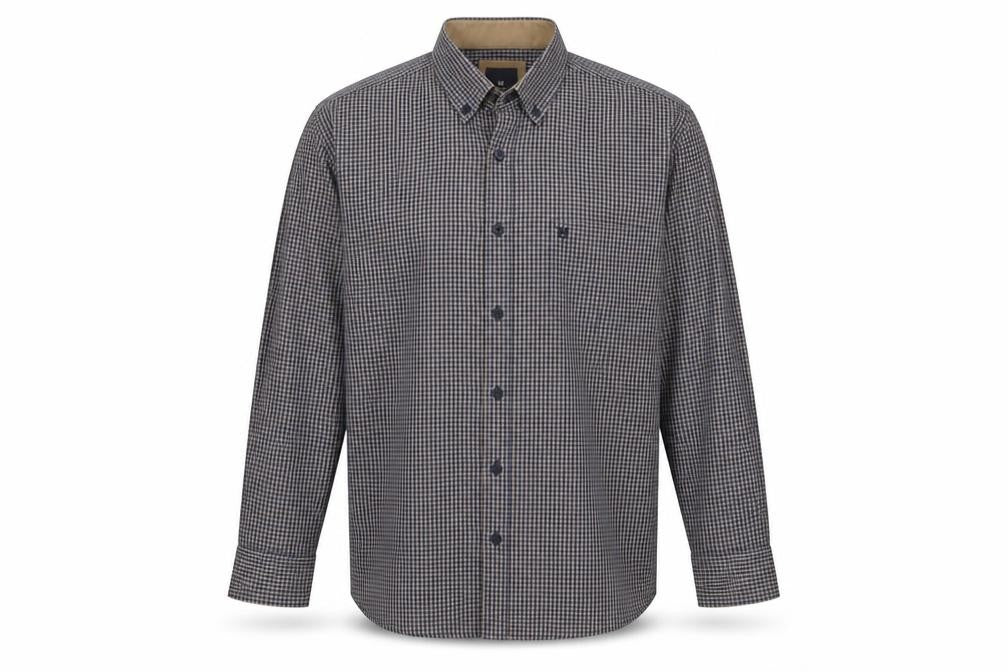 Marco Company Men's Blue Check Long Sleeve Button-Up Shirt XL