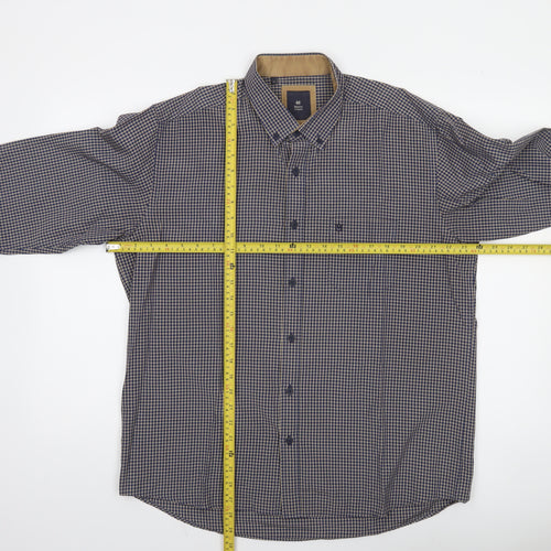 Marco Company Men's Blue Check Long Sleeve Button-Up Shirt XL