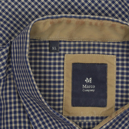 Marco Company Men's Blue Check Long Sleeve Button-Up Shirt XL