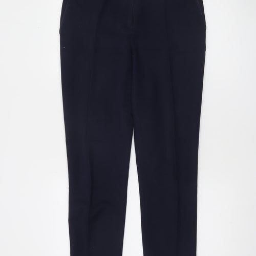 Jasper Conran Women Blue Slim Fit Tailored Cotton Trousers Size 12