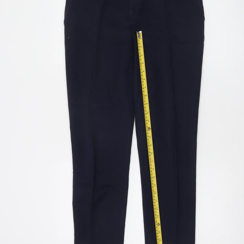 Jasper Conran Women Blue Slim Fit Tailored Cotton Trousers Size 12