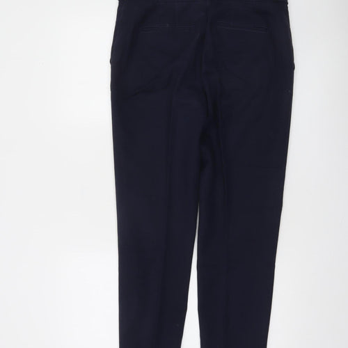 Jasper Conran Women Blue Slim Fit Tailored Cotton Trousers Size 12