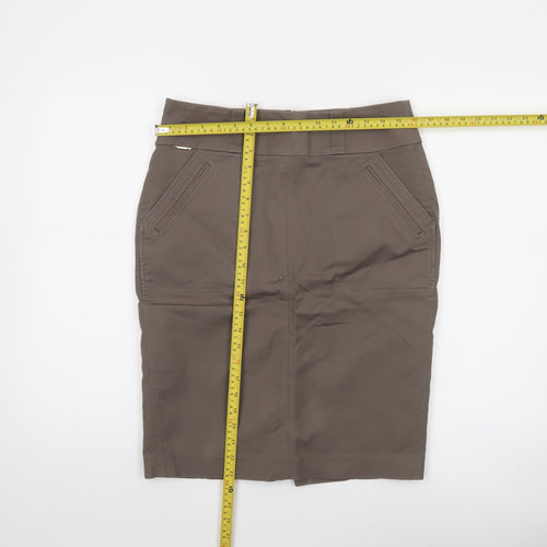 Marks and Spencer Women Brown Size 12 Pencil Skirt Cotton Blend