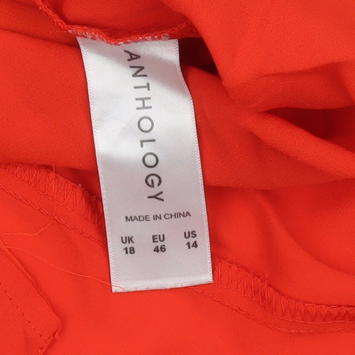 Anthology Womens Red V-Neck Sleeveless Camisole Top Size 18