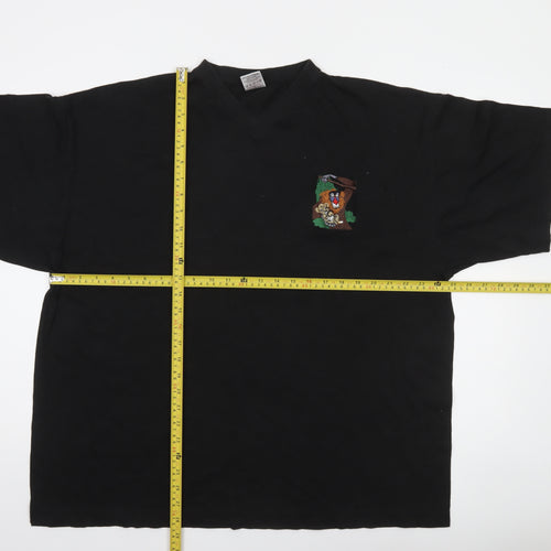 Hanes Mens Black 2XL Looney Tunes V-Neck Graphic T-Shirt
