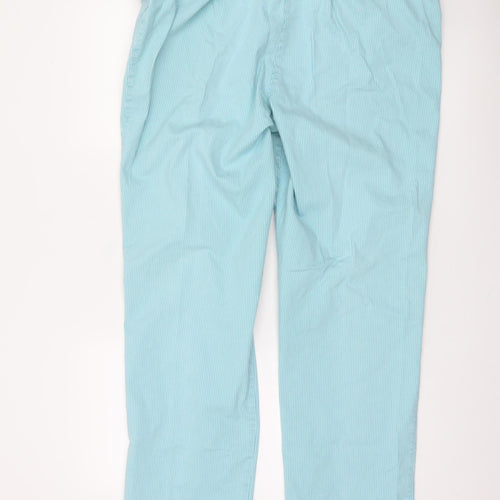 Ulla Popken Women's Blue Striped Cotton Chino Trousers Size 22 Plus
