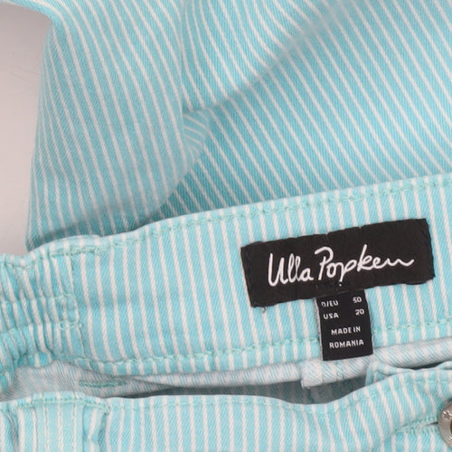 Ulla Popken Women's Blue Striped Cotton Chino Trousers Size 22 Plus