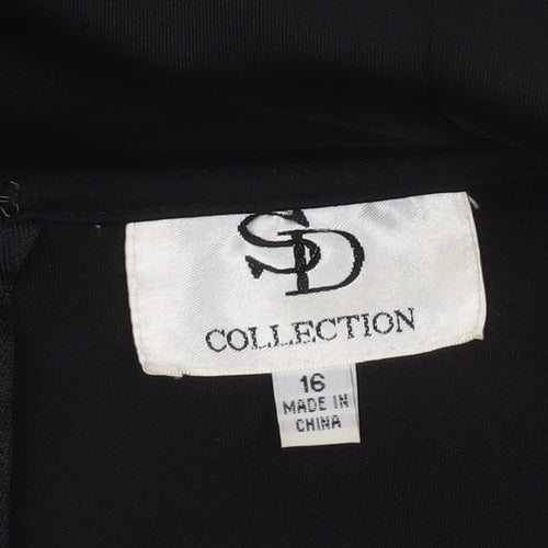 SD Collection Women Black Size 16 Lace Sequin Sheath Cocktail Dress
