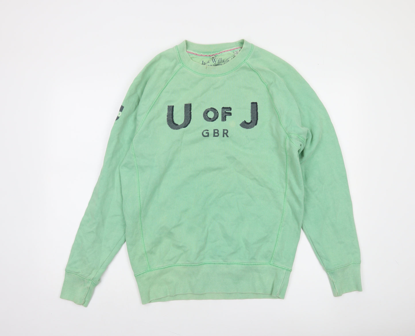 Jack Wills Men's Green Cotton Graphic Pullover Sweatshirt Size M
