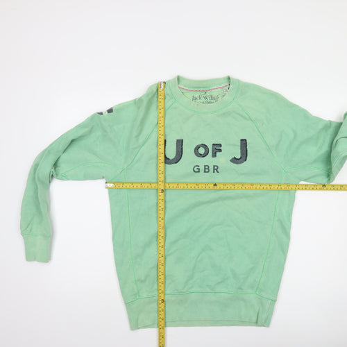 Jack Wills Men's Green Cotton Graphic Pullover Sweatshirt Size M