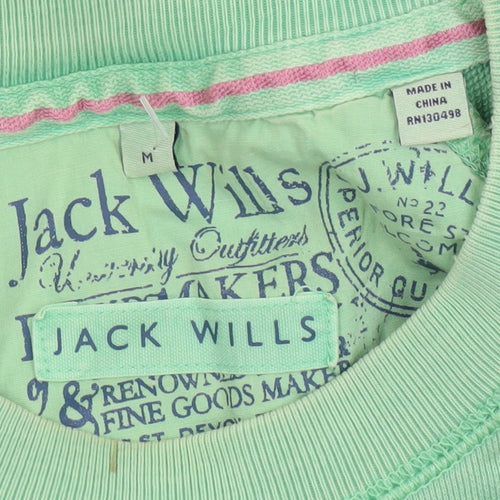 Jack Wills Men's Green Cotton Graphic Pullover Sweatshirt Size M