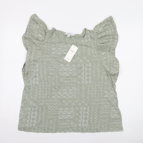 Marks and Spencer Women’s Green Ruffle Sleeve Cotton Blouse Size 16