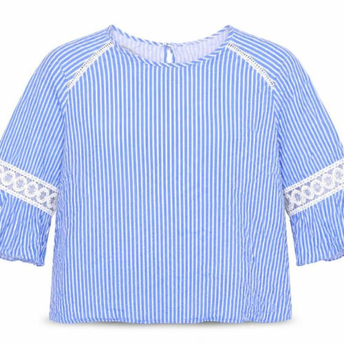 St. Bernard Women Blue Striped 3/4 Sleeve Tunic Blouse Size 18