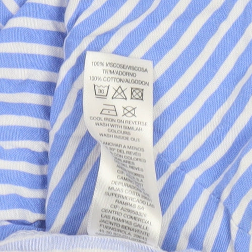 St. Bernard Women Blue Striped 3/4 Sleeve Tunic Blouse Size 18