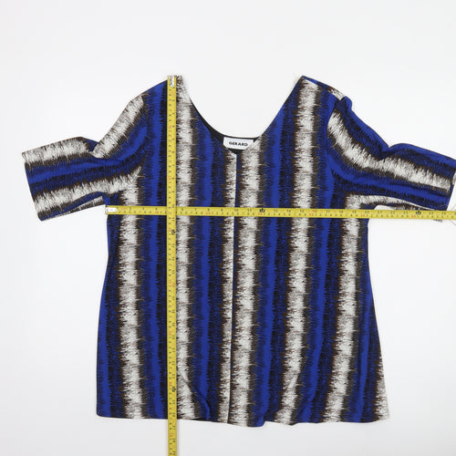 Gerard Women's Blue Striped Tunic Blouse Size 16 Short Sleeve Top