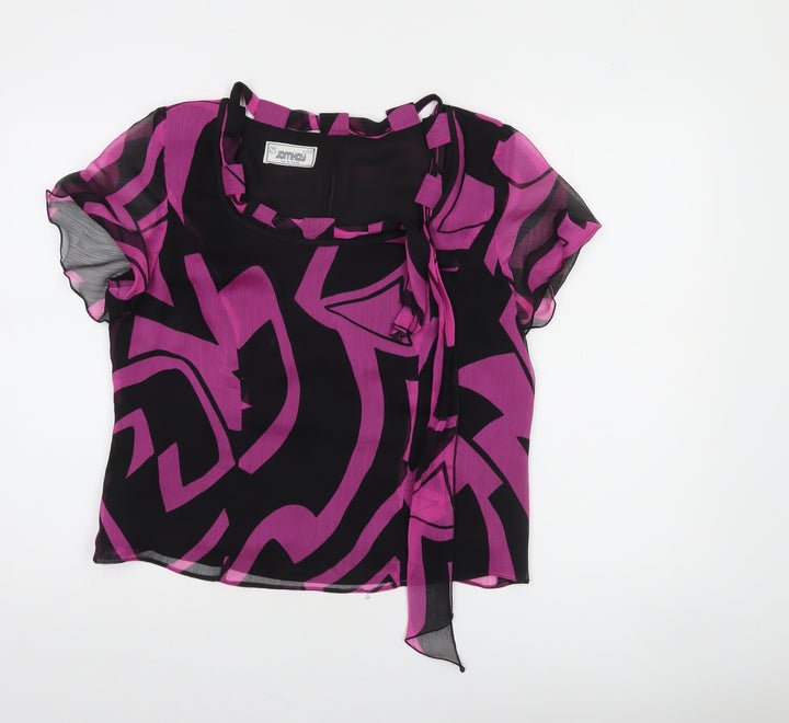 JomHay Womens Multicoloured Geometric Chiffon Tunic Blouse Size 16