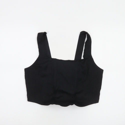 Savida Women's Black Cropped Square Neck Tank Top Size 18