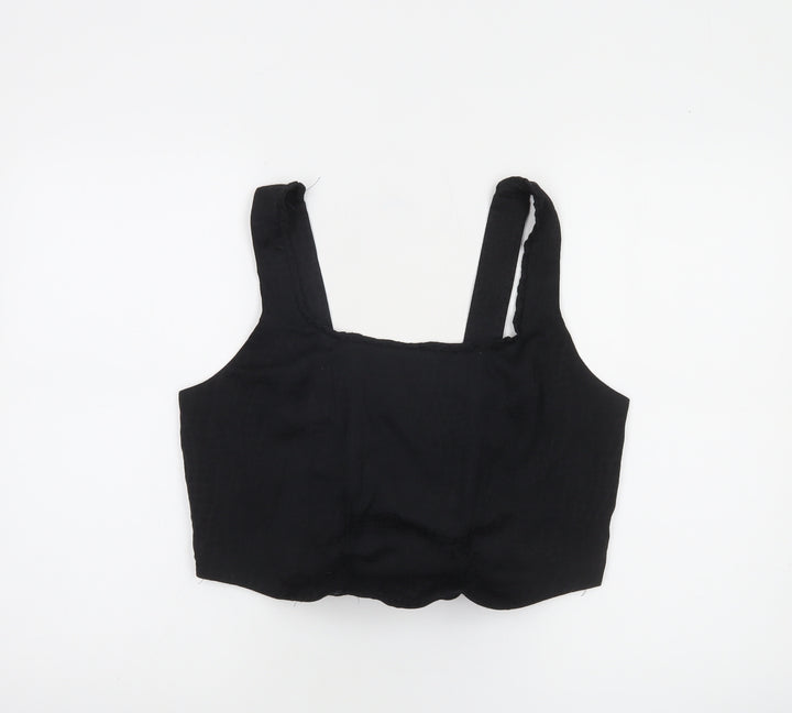 Savida Women's Black Cropped Square Neck Tank Top Size 18