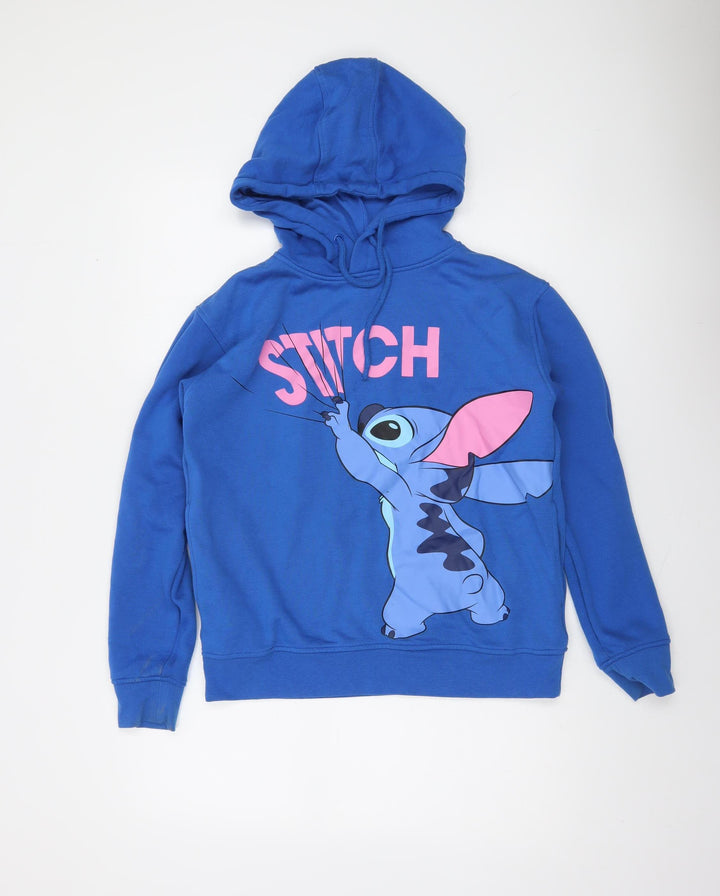 Disney Women's Blue Stitch Pullover Hoodie XS Hooded Sweatshirt