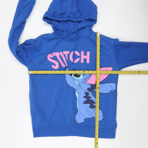 Disney Women's Blue Stitch Pullover Hoodie XS Hooded Sweatshirt