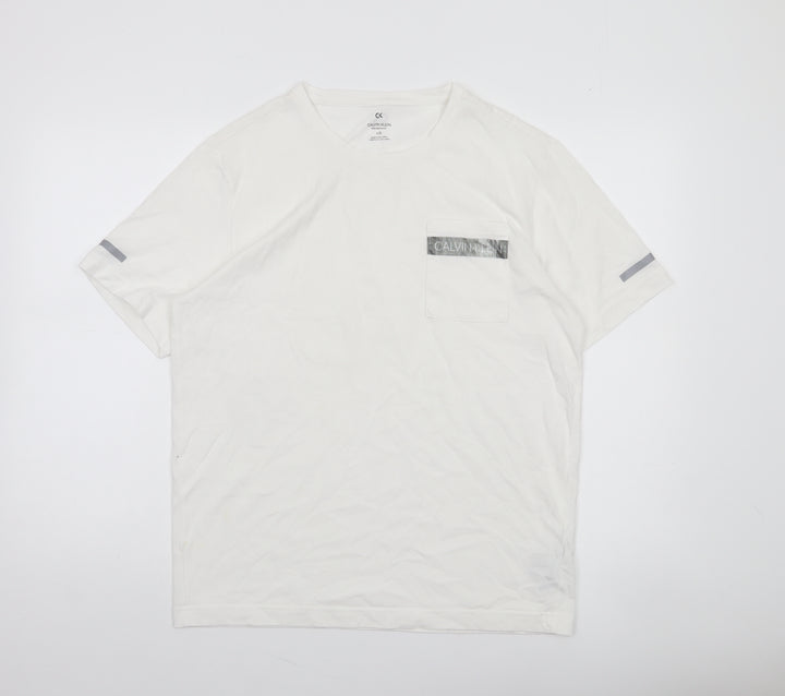 Calvin Klein Mens White Performance Logo T-Shirt Size L