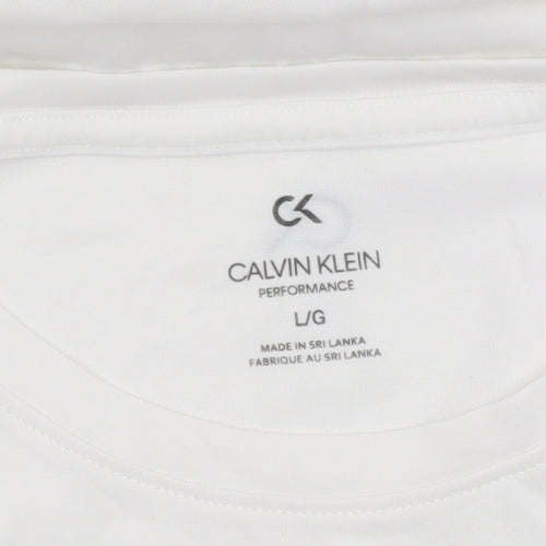 Calvin Klein Mens White Performance Logo T-Shirt Size L
