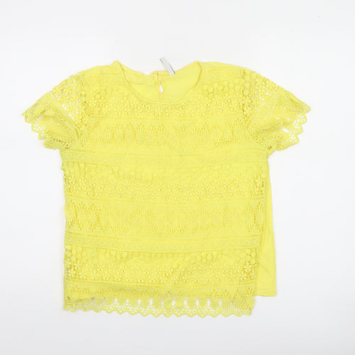 ASOS Women’s Yellow Lace Crochet Short Sleeve Blouse Size M