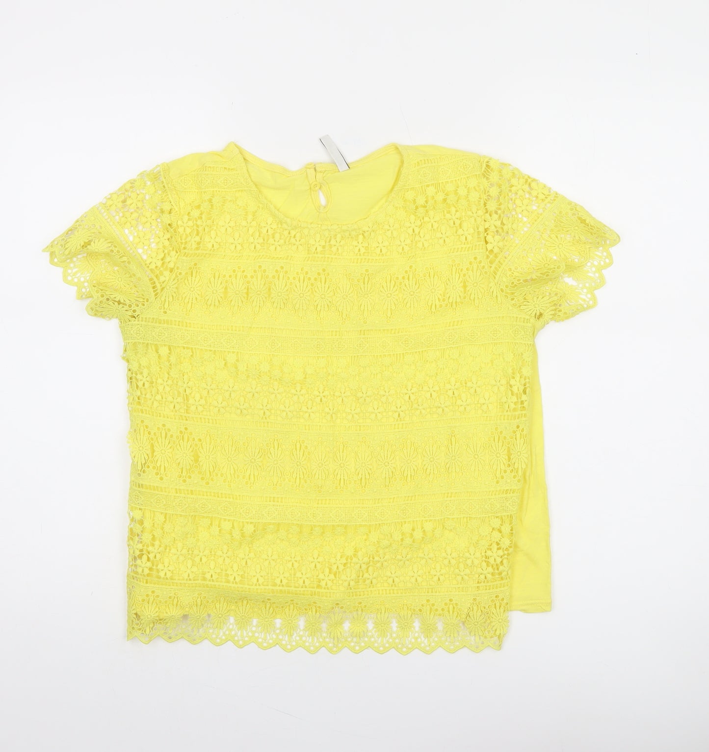 ASOS Women’s Yellow Lace Crochet Short Sleeve Blouse Size M