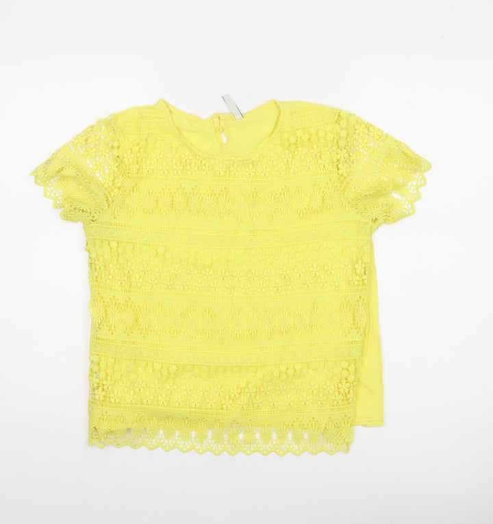 ASOS Women’s Yellow Lace Crochet Short Sleeve Blouse Size M