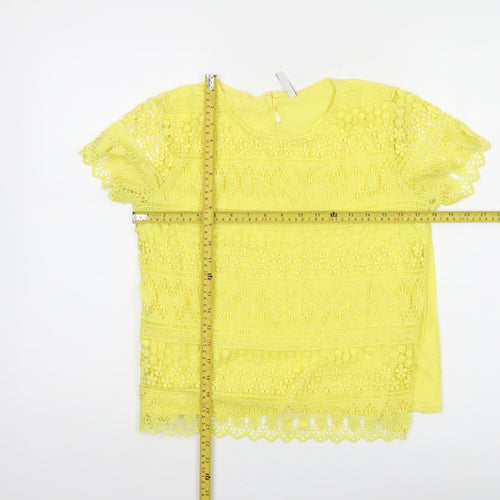ASOS Women’s Yellow Lace Crochet Short Sleeve Blouse Size M