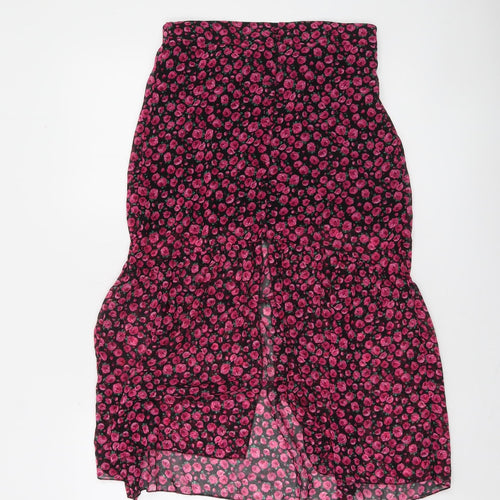 Bershka Womens Multicoloured Floral Midi Flare Skirt Size 12