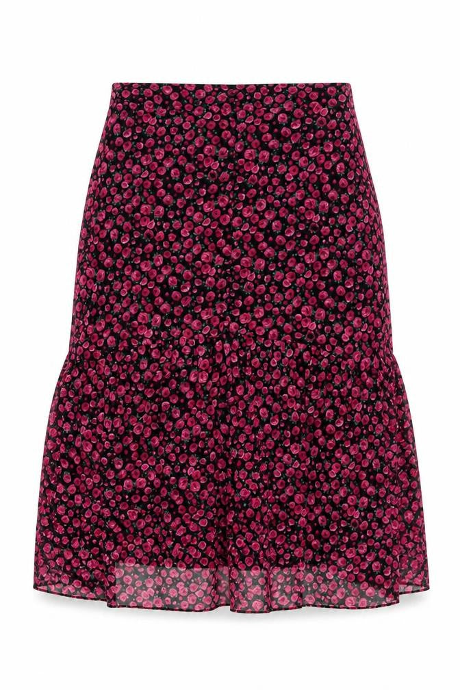 Bershka Womens Multicoloured Floral Midi Flare Skirt Size 12
