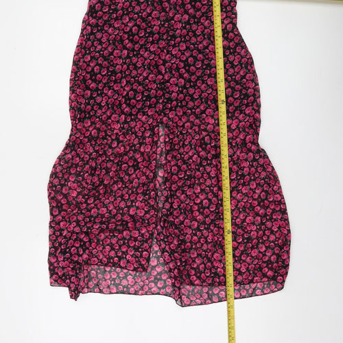 Bershka Womens Multicoloured Floral Midi Flare Skirt Size 12