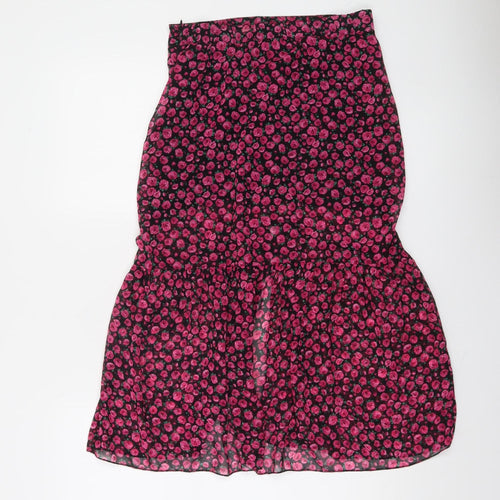 Bershka Womens Multicoloured Floral Midi Flare Skirt Size 12