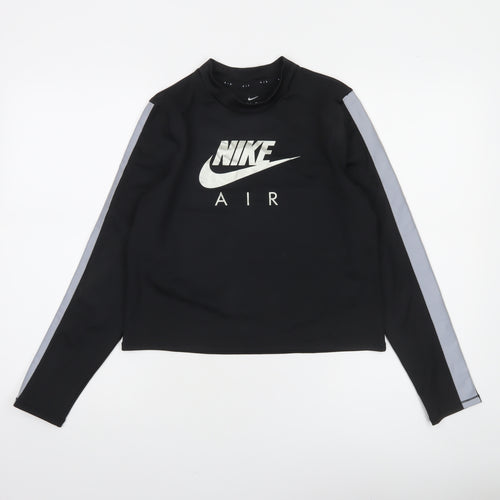 Nike Women Black Dri-FIT Air Long Sleeve Cropped T-Shirt M