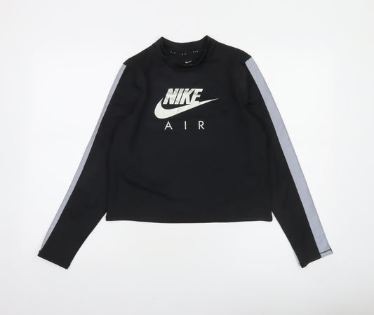 Nike Women Black Dri-FIT Air Long Sleeve Cropped T-Shirt M