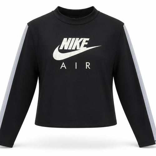 Nike Women Black Dri-FIT Air Long Sleeve Cropped T-Shirt M