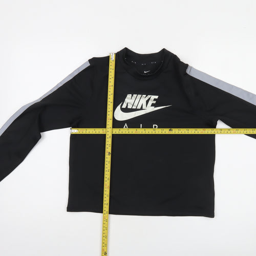 Nike Women Black Dri-FIT Air Long Sleeve Cropped T-Shirt M