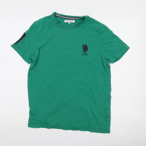 U.S. Polo Assn. Men's Green Cotton Crew Neck Short Sleeve T-Shirt Size S