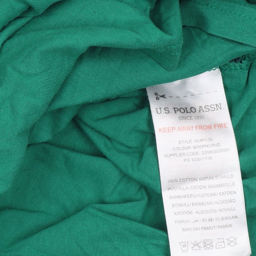 U.S. Polo Assn. Men's Green Cotton Crew Neck Short Sleeve T-Shirt Size S