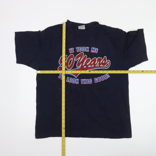 Atlantees Men’s Blue 50 Years Funny Graphic Short Sleeve T-Shirt Size L