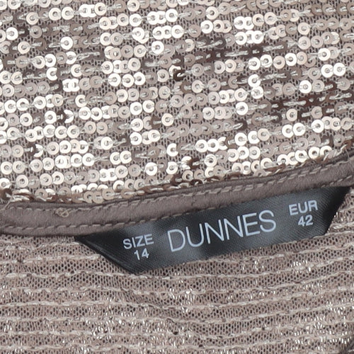 Dunnes Women Brown Sequin Cropped Tank Top Size 14 Party Style