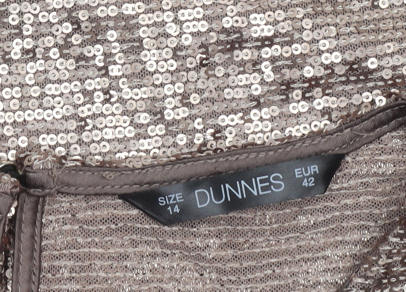 Dunnes Women Brown Sequin Cropped Tank Top Size 14 Party Style