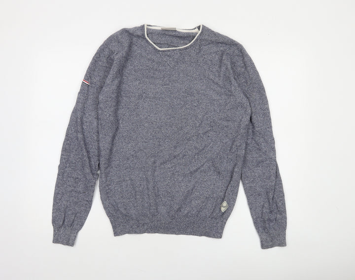 Diesel Men's Blue Cotton Crew Neck Pullover Jumper Size S