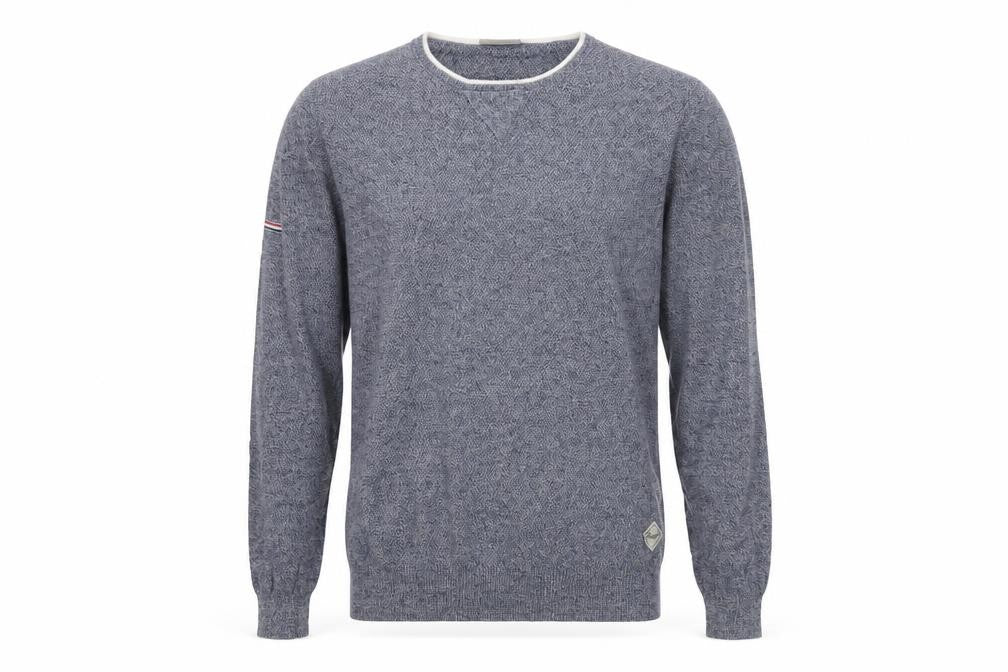 Front view of Diesel Men's Blue Cotton Crew Neck jumper, size S