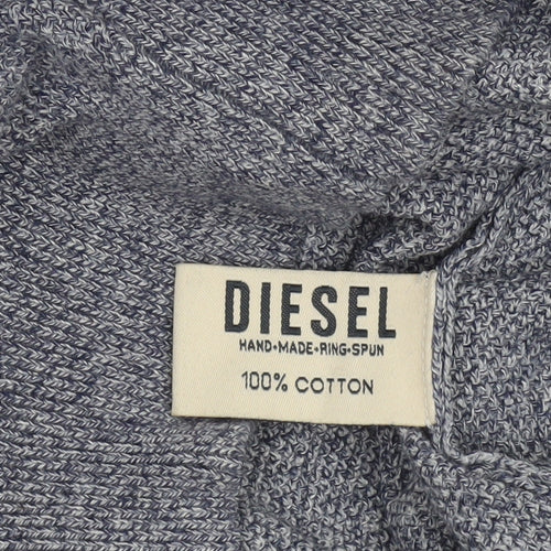 Diesel Men's Blue Cotton Crew Neck Pullover Jumper Size S